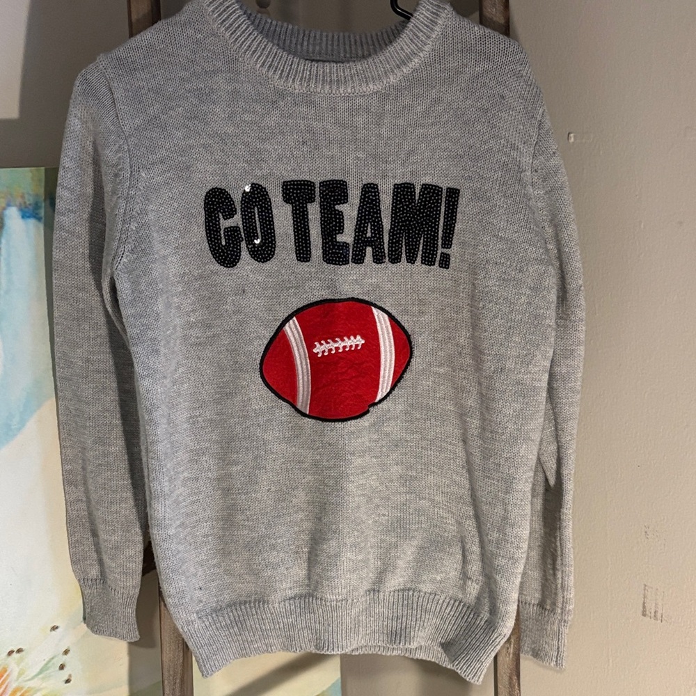Poof! Light Gray Knit with Football Accent